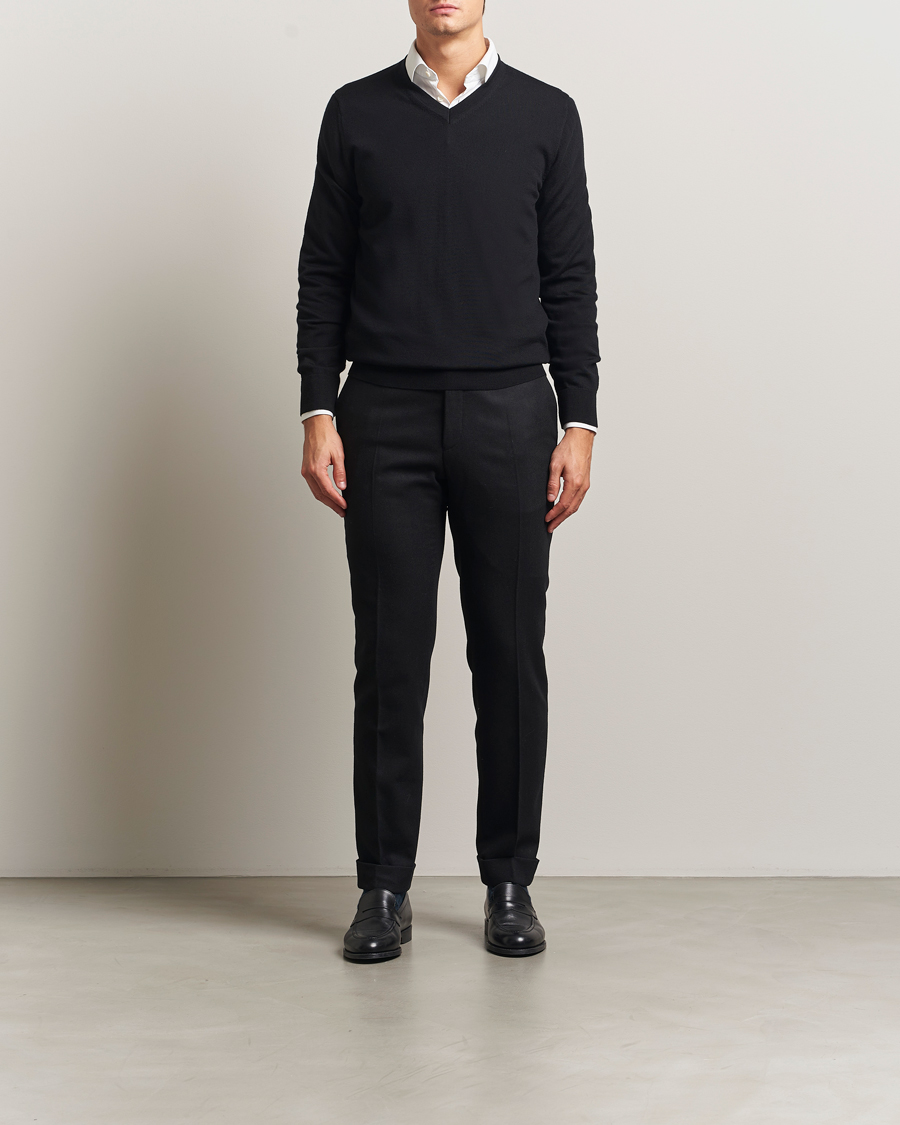 Heren | Truien | Charles Tyrwhitt | Pure Merino V-Neck Jumper Black