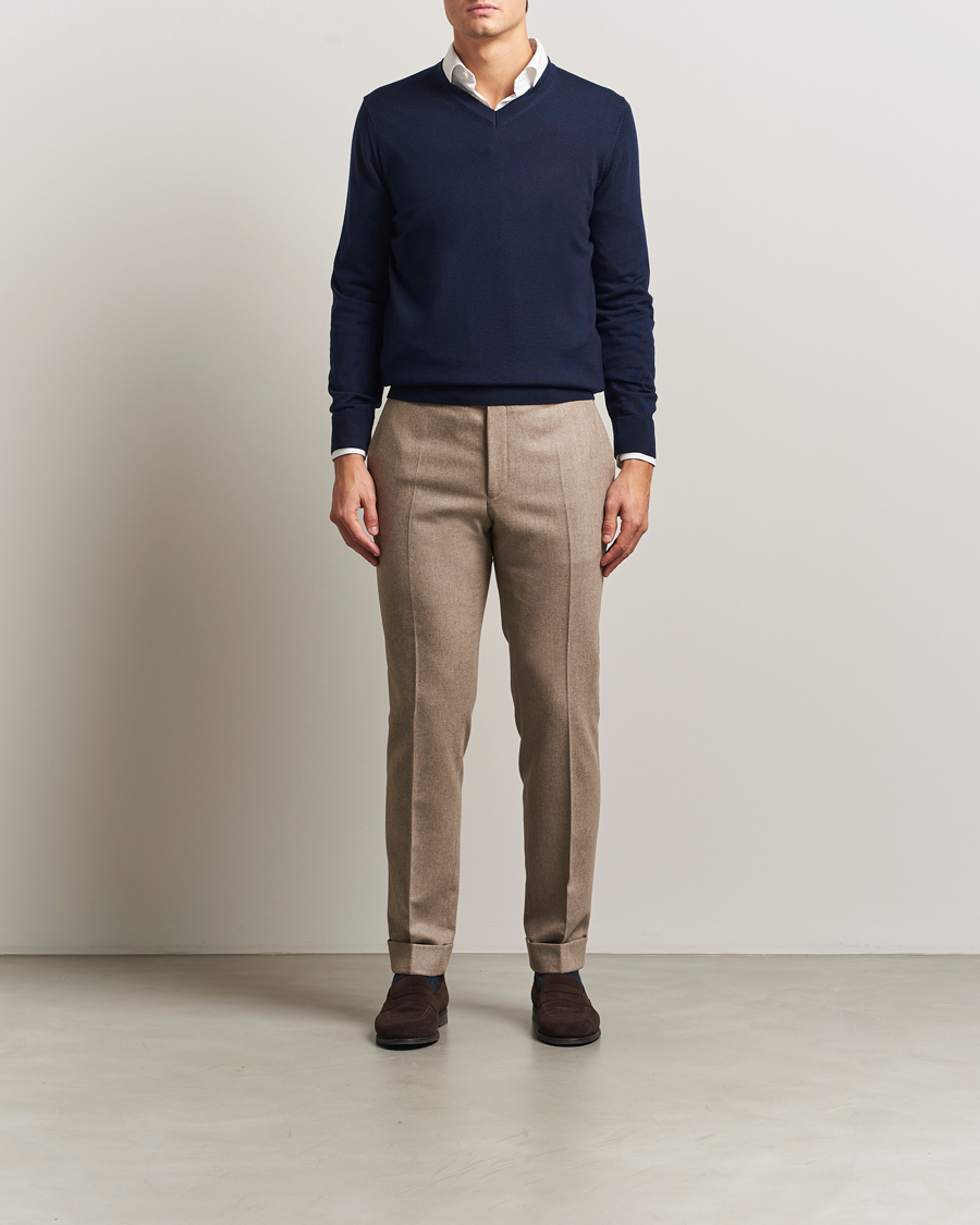 Heren | Truien | Charles Tyrwhitt | Pure Merino V-Neck Jumper Navy