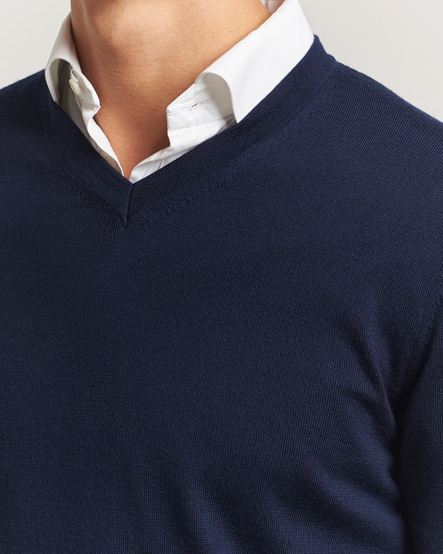 Heren | Truien | Charles Tyrwhitt | Pure Merino V-Neck Jumper Navy