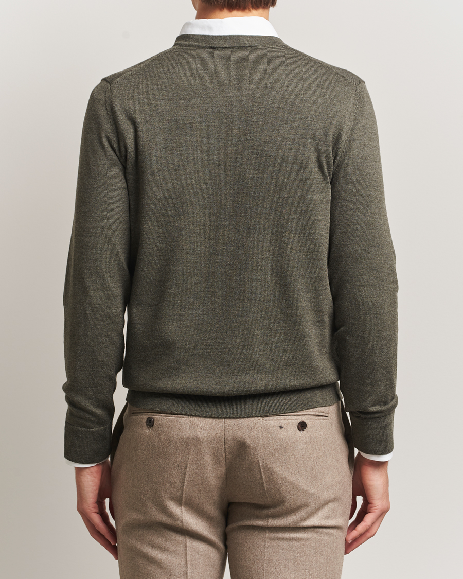 Heren | Truien | Charles Tyrwhitt | Pure Merino V-Neck Jumper Olive Green