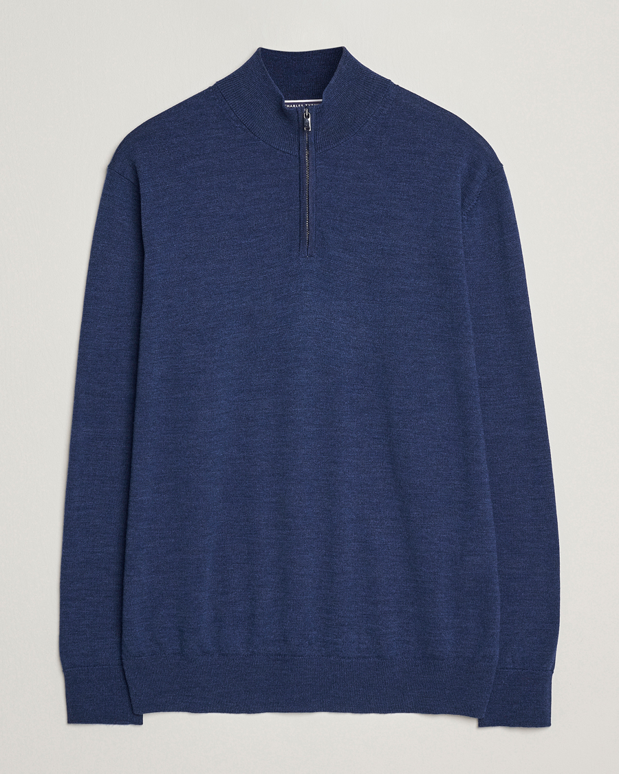Heren | Truien | Charles Tyrwhitt | Pure Merino Zip Neck Jumper Ink Blue