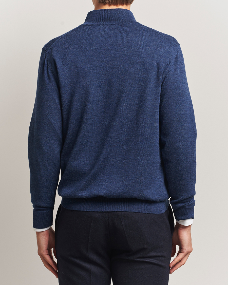 Heren | Truien | Charles Tyrwhitt | Pure Merino Zip Neck Jumper Ink Blue