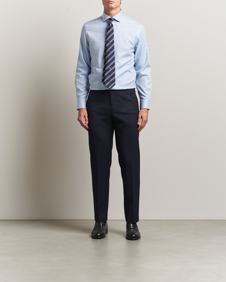Heren | Overhemden | Charles Tyrwhitt | Slim Fit Non Iron Herringbone Cut Away Shirt Sky