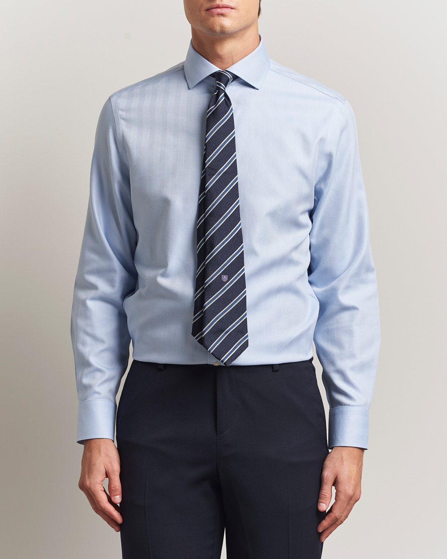 Heren | Overhemden | Charles Tyrwhitt | Slim Fit Non Iron Herringbone Cut Away Shirt Sky