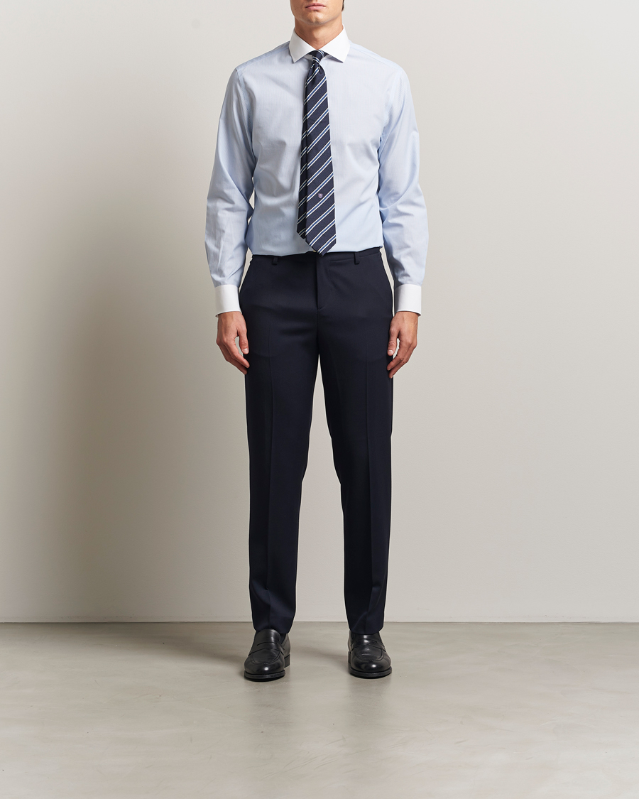 Heren | Overhemden | Charles Tyrwhitt | Slim Fit Non Iron Bengal Stripe Winchester Shirt Sky Blue