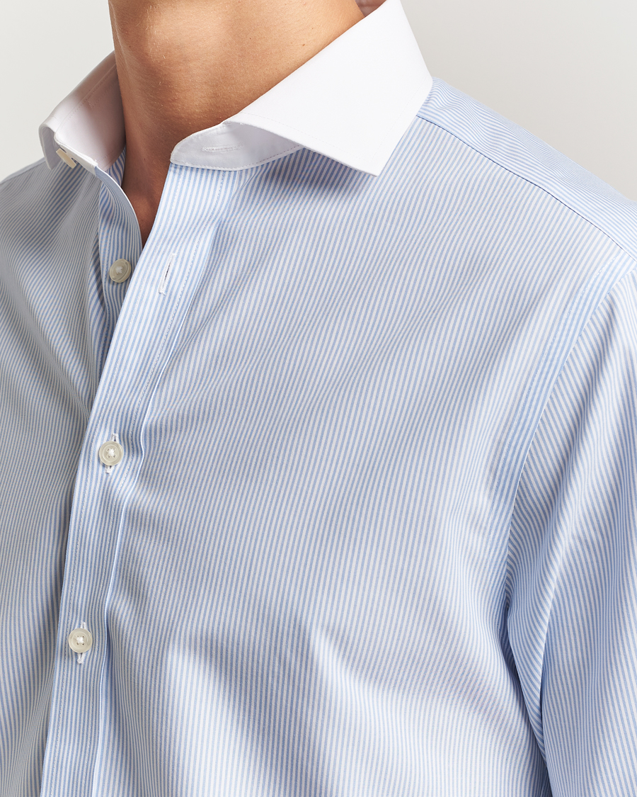 Heren | Overhemden | Charles Tyrwhitt | Slim Fit Non Iron Bengal Stripe Winchester Shirt Sky Blue