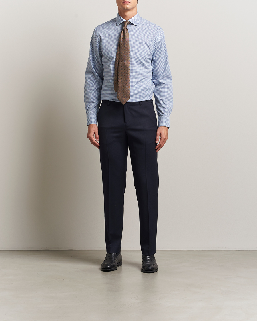 Heren | Overhemden | Charles Tyrwhitt | Slim Fit Non Iron Poplin Gingham Shirt Royal Blue