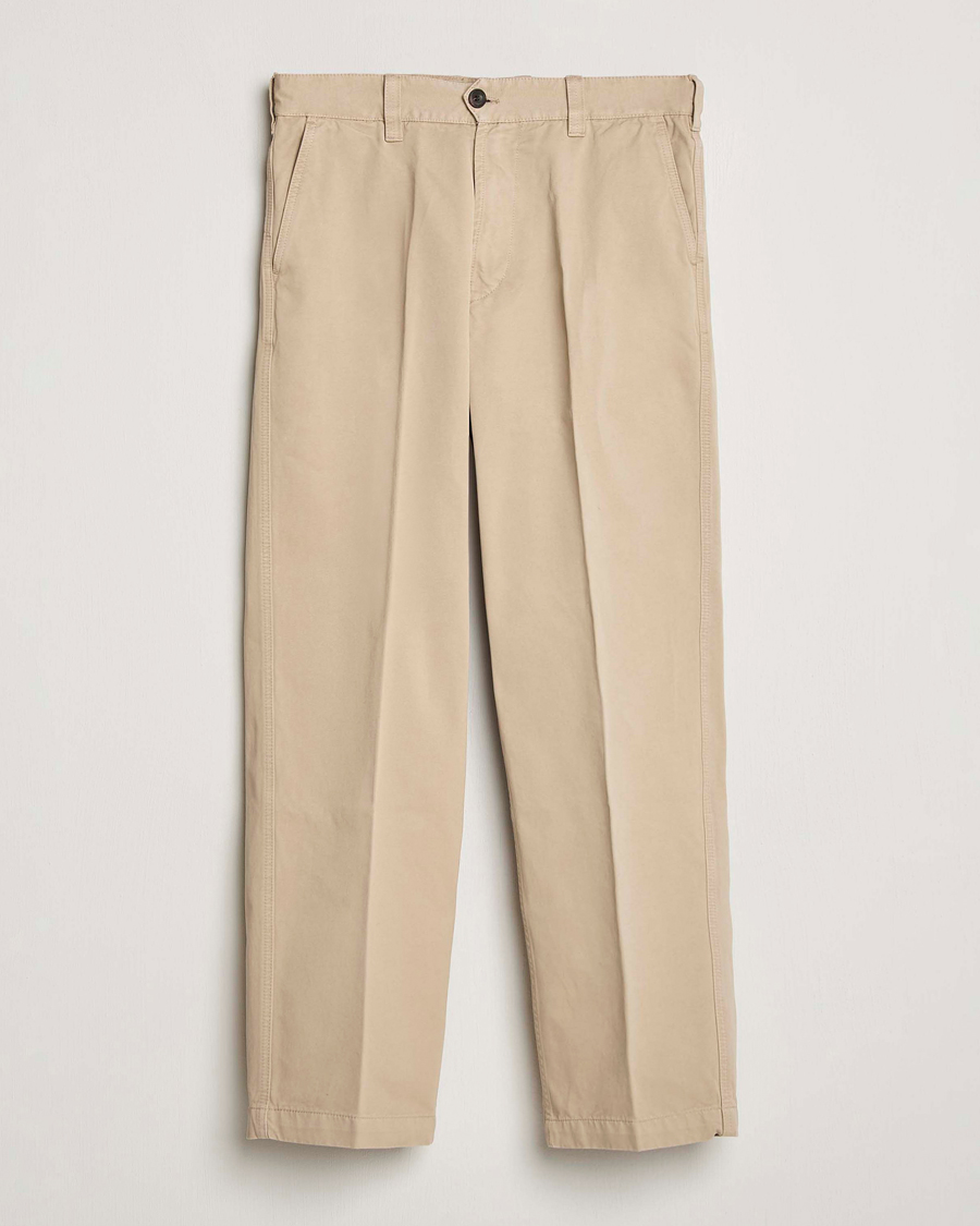 Heren | Broeken | Drake's | Flat Front Peached Cotton Chino Sand