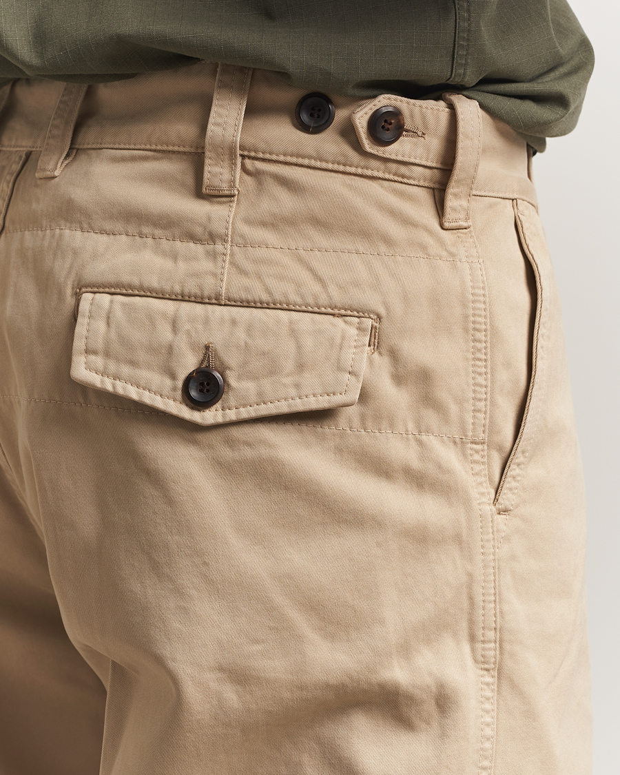 Heren | Broeken | Drake's | Flat Front Peached Cotton Chino Sand
