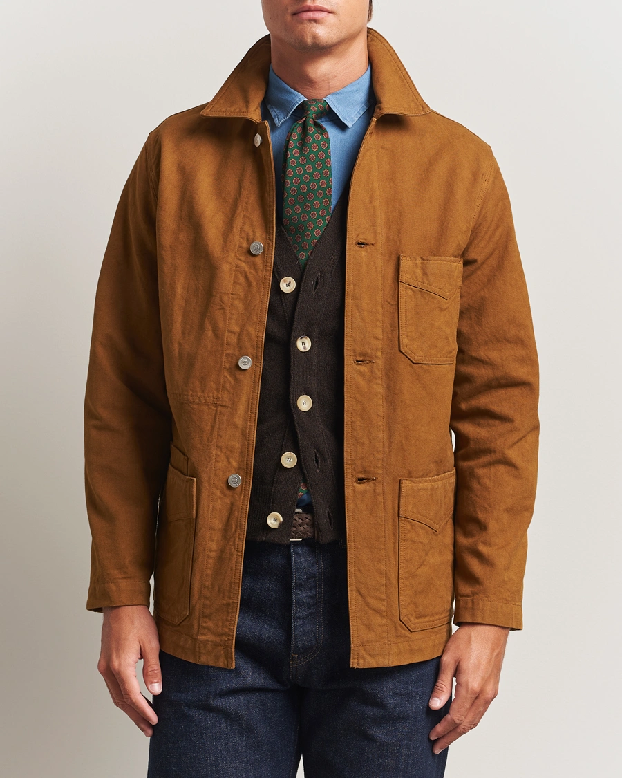 Heren | Jassen | Drake's | Duck Cotton Canvas Chore Coat Tobacco