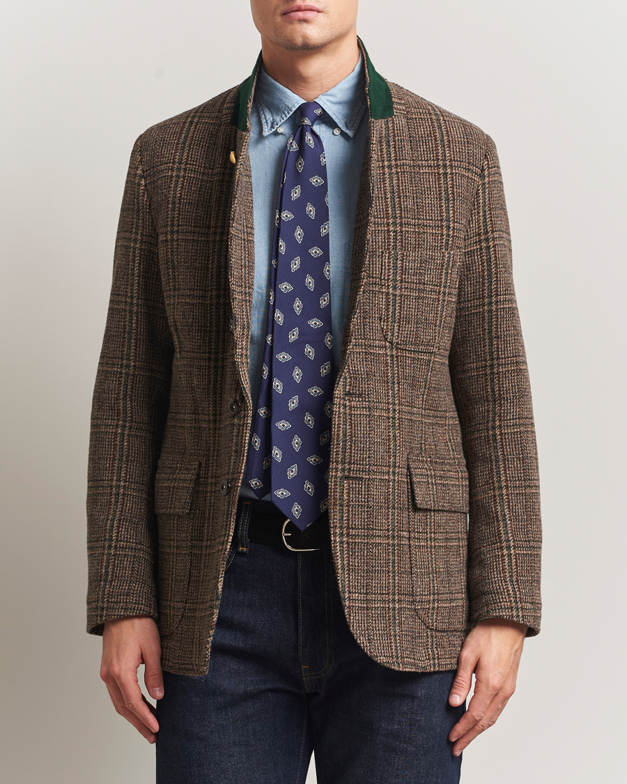 Heren | Blazers | Drake's | MKVII Harris Tweed Blazer Brown