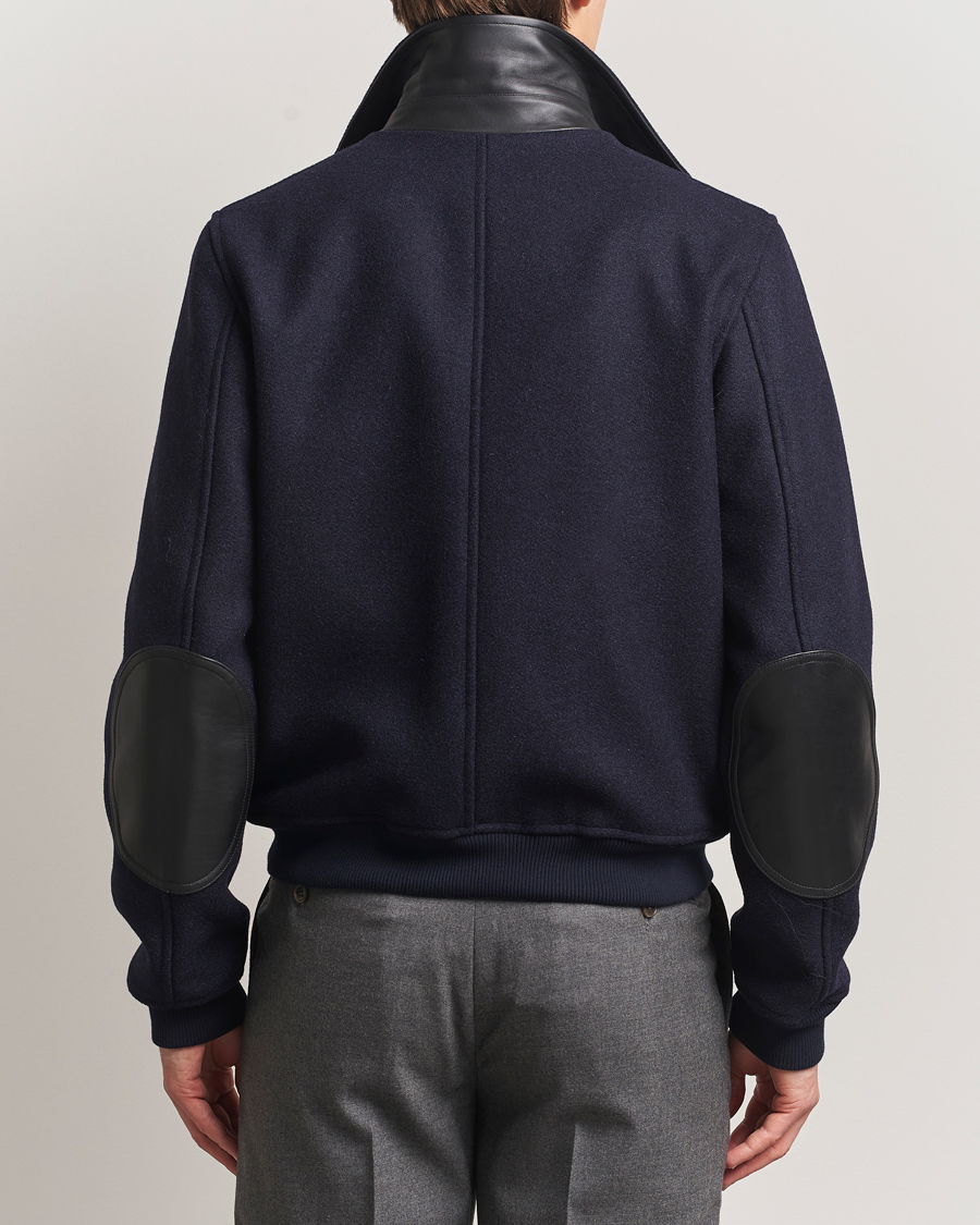Heren | Jassen | Drake's | Melton Bomber Jacket Navy