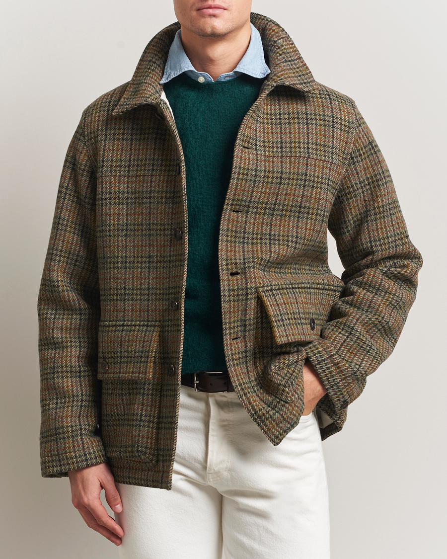 Heren | Jassen | Drake's | Check Tweed Donkey Chore Green