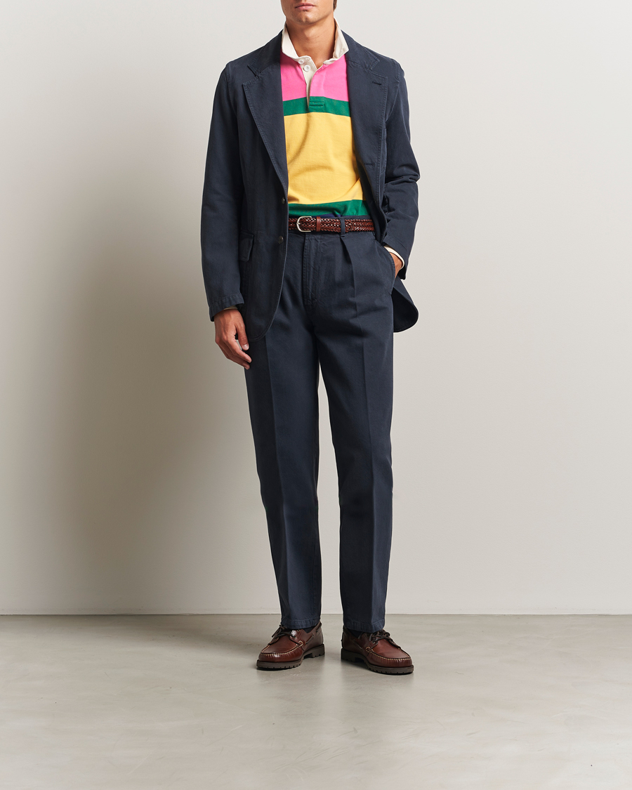 Heren | Broeken | Drake's | MKI Heavy Cotton Twill Trousers Navy