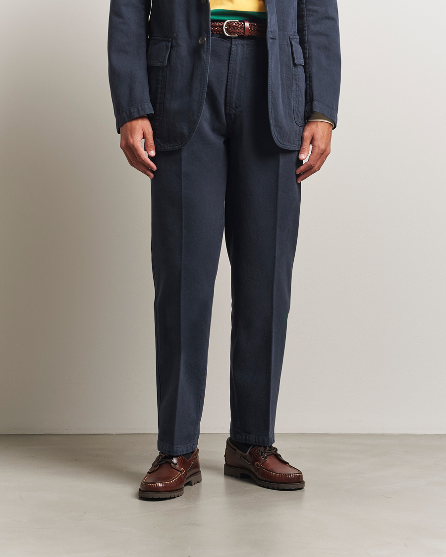 Heren | Broeken | Drake's | MKI Heavy Cotton Twill Trousers Navy