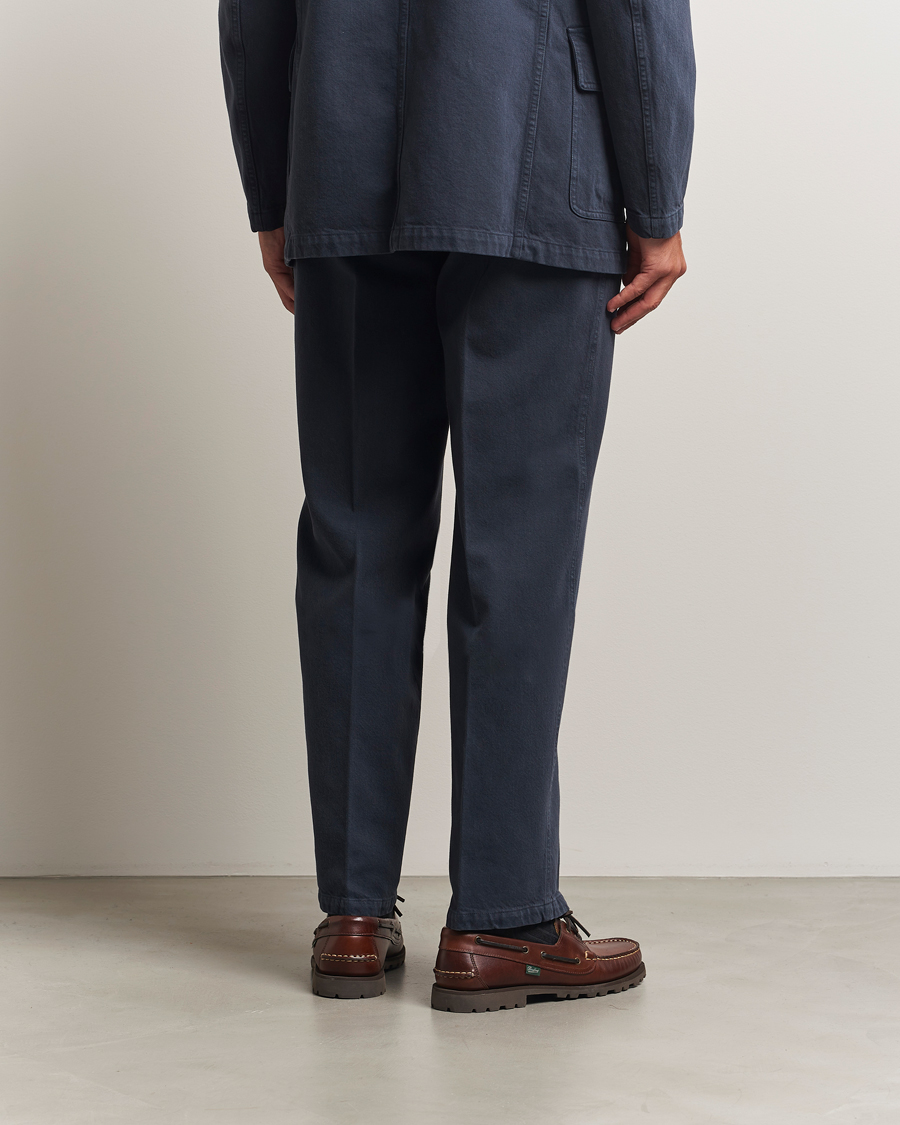 Heren | Broeken | Drake's | MKI Heavy Cotton Twill Trousers Navy