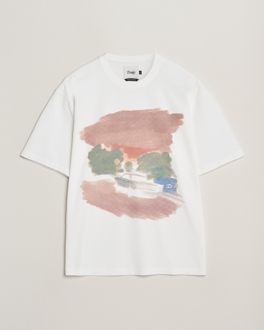 Heren | T-shirts | Drake's | Graphic Print T-Shirt White