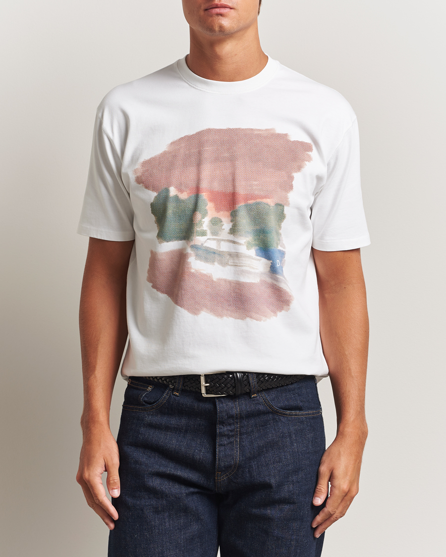 Heren | T-shirts | Drake's | Graphic Print T-Shirt White