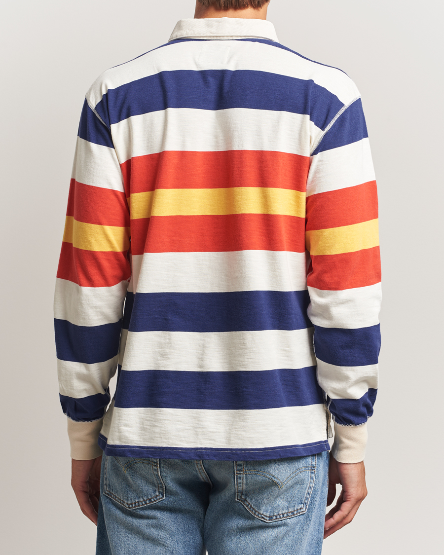 Heren | Truien | Drake's | Striped Flame Rugby Shirt White/Navy/Red