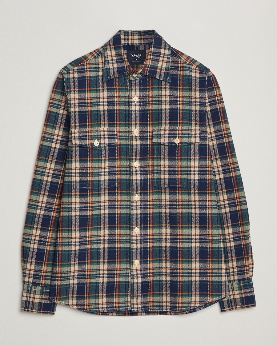 Heren | Overhemden | Drake's | Check Relaxed Block Shirt Multi
