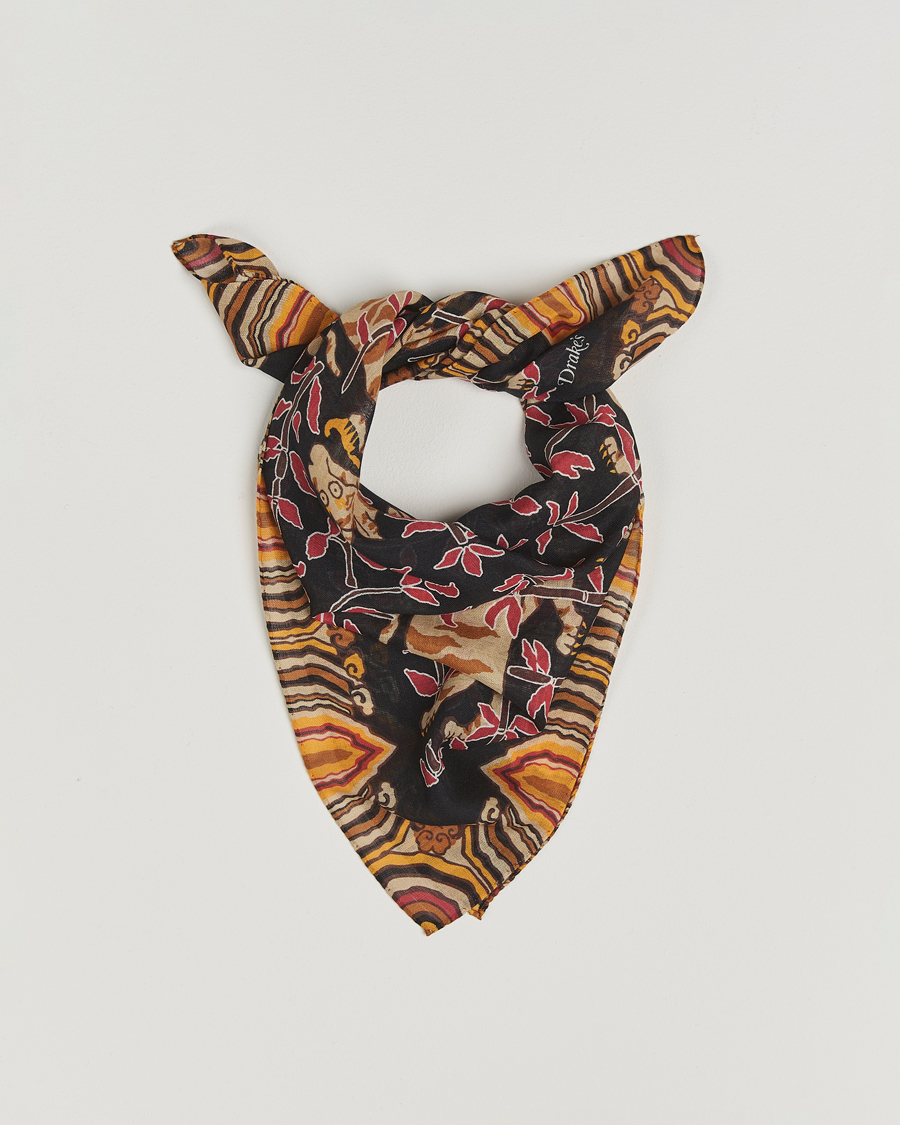 Heren | Drake's Tiger Bandana Black | Drake's | Tiger Bandana Black
