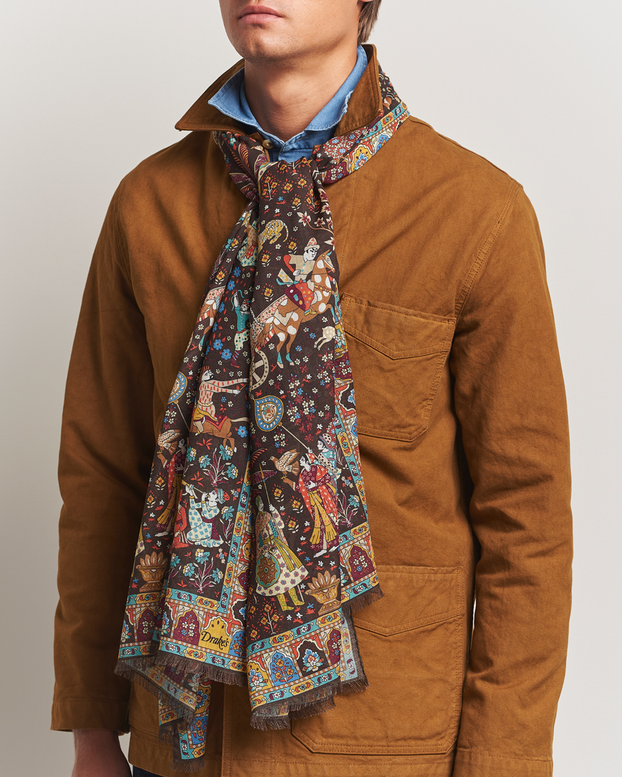 Heren | Sjaals | Drake's | Mogul Garden Scarf Brown