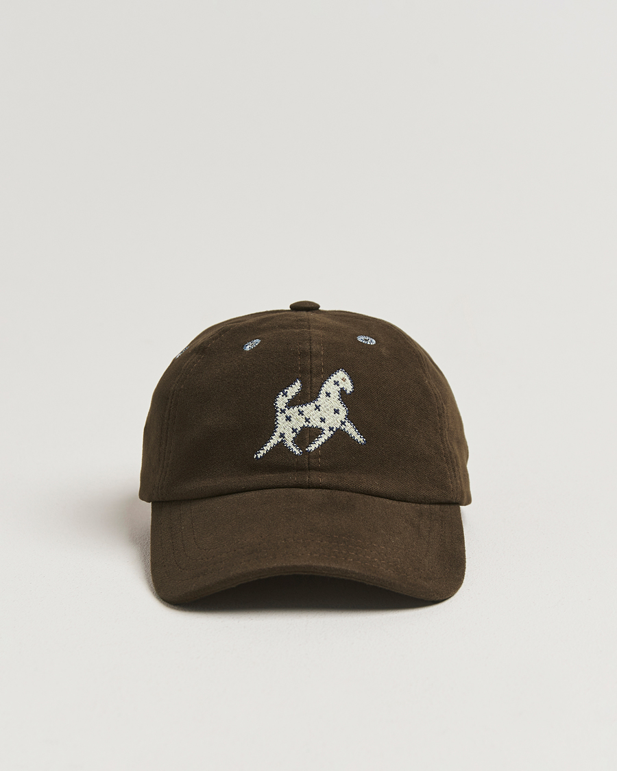 Heren | Hoeden en petten | Drake's | Horse Applique Moleskin Baseball Cap Brown