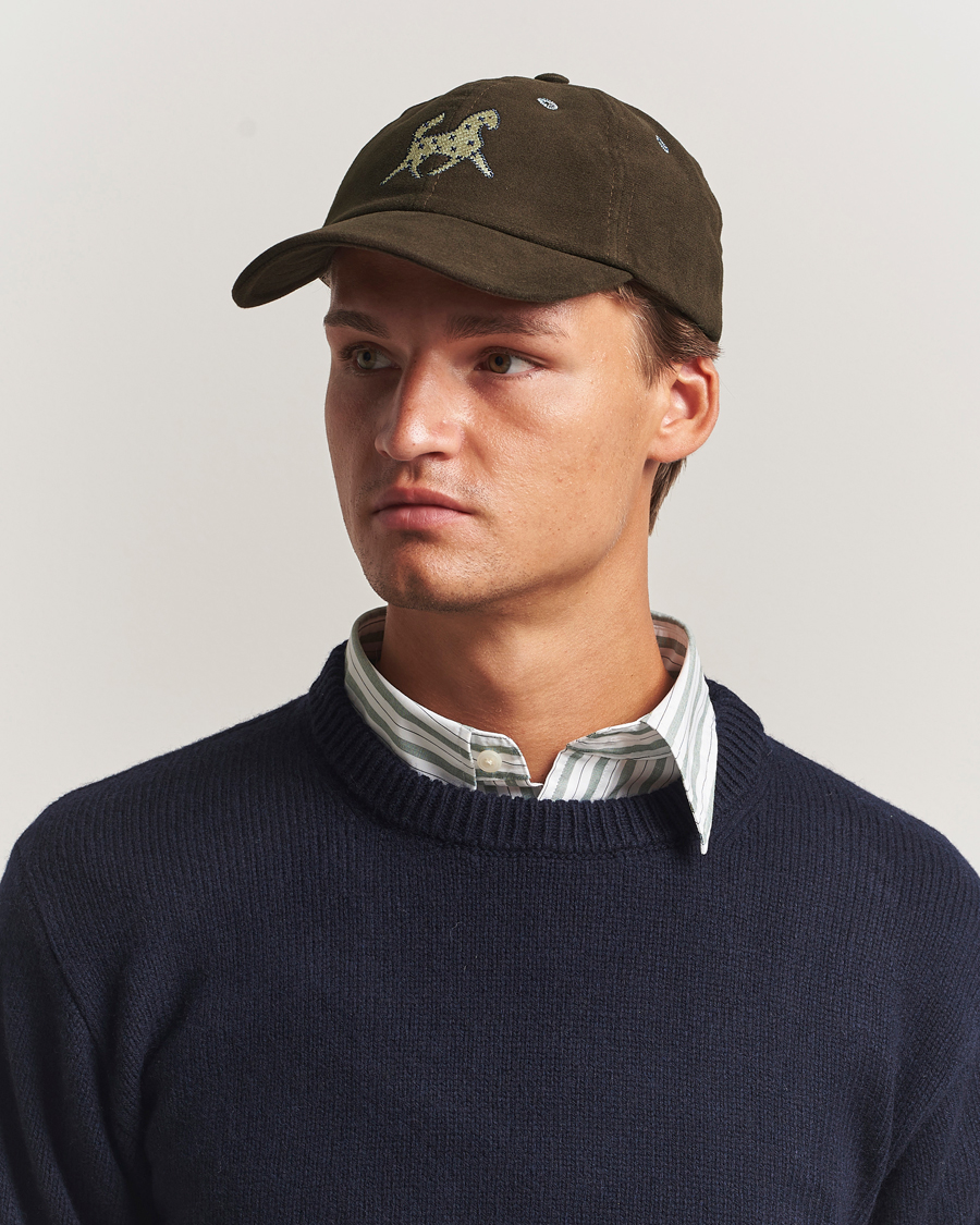 Heren | Hoeden en petten | Drake's | Horse Applique Moleskin Baseball Cap Brown