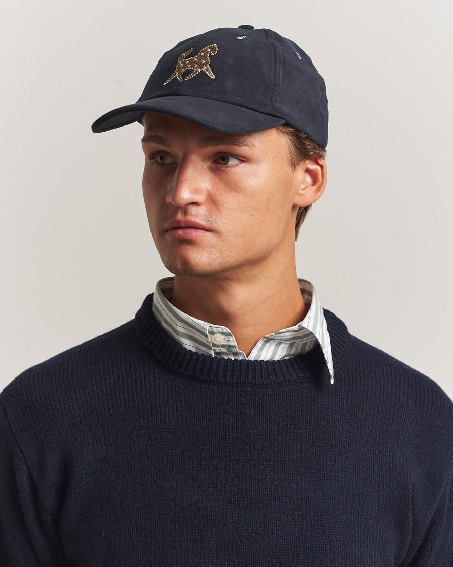 Heren | Hoeden en petten | Drake's | Horse Applique Moleskin Baseball Cap Navy
