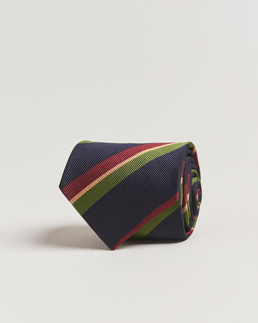 Heren | Stropdassen | Drake's | Sandwitch Stripe Reppe Silk Tie Navy