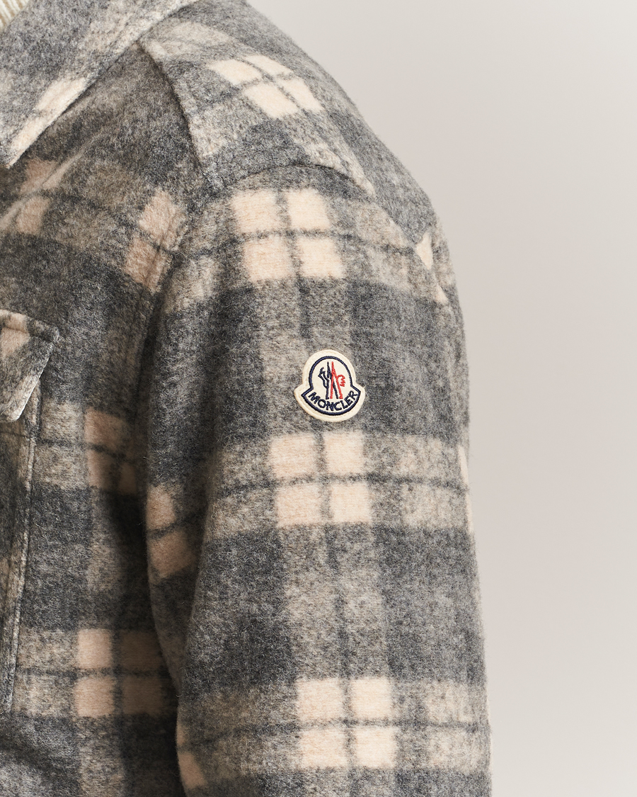 Heren | Overhemden | Moncler | Wool Zip Overshirt Grey Check