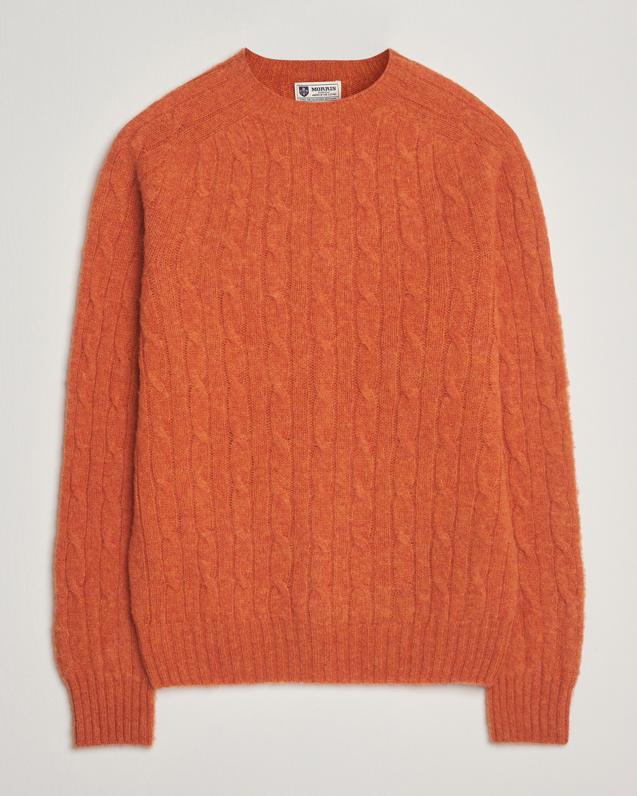 Heren | Truien | Morris | Brushed Cable Sweater Orange