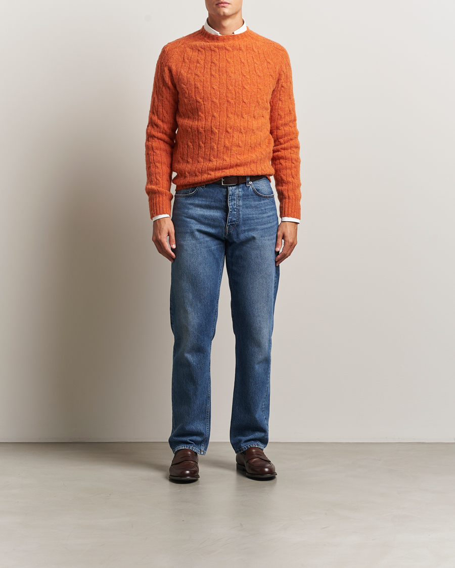 Heren | Truien | Morris | Brushed Cable Sweater Orange
