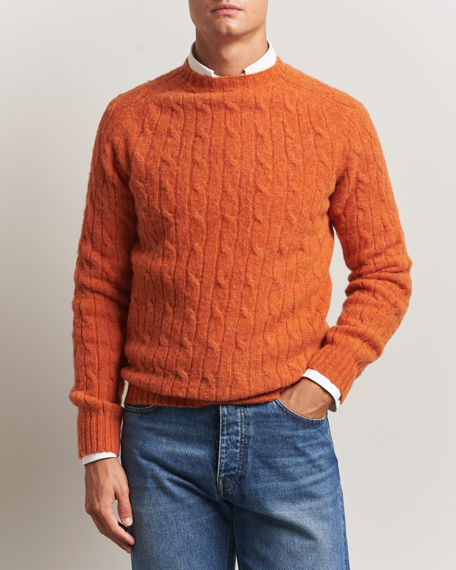 Heren | Truien | Morris | Brushed Cable Sweater Orange