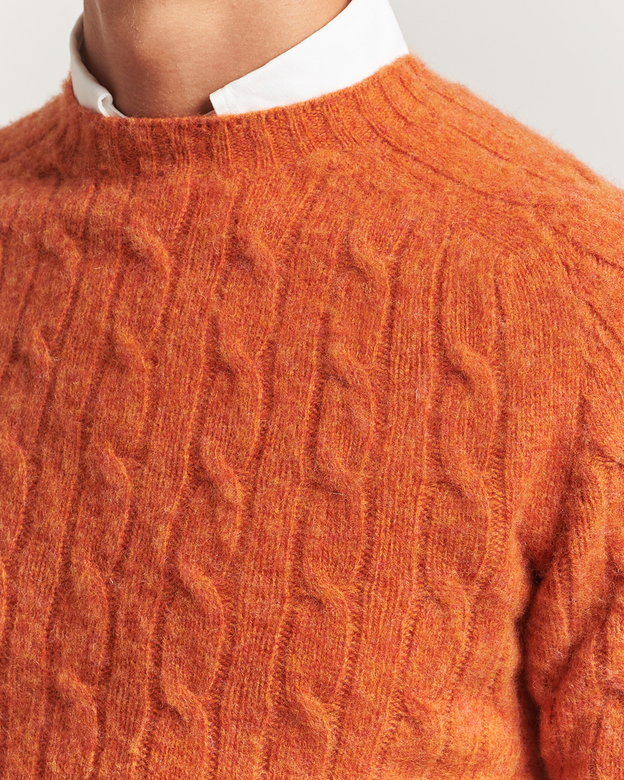 Heren | Truien | Morris | Brushed Cable Sweater Orange
