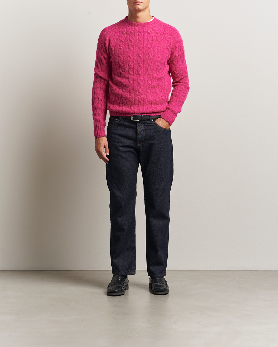 Heren | Truien | Morris | Brushed Cable Sweater Pink