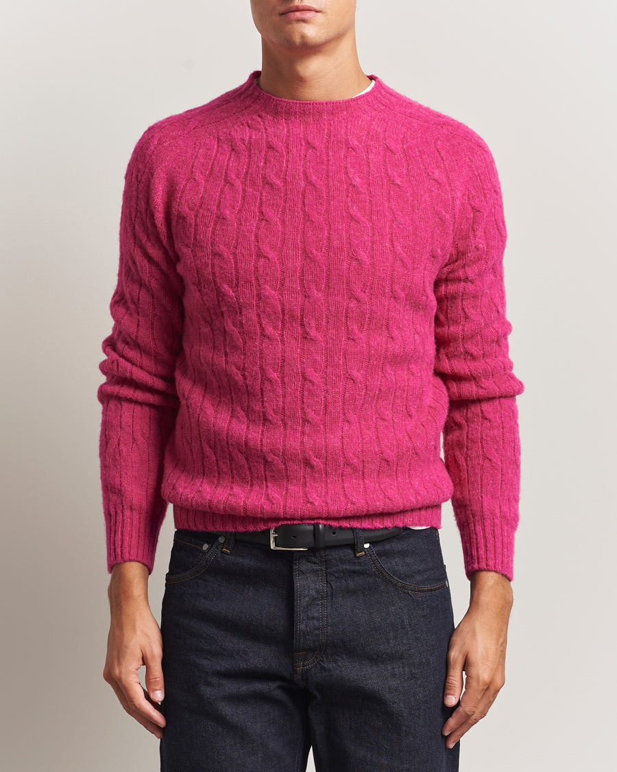 Heren | Truien | Morris | Brushed Cable Sweater Pink