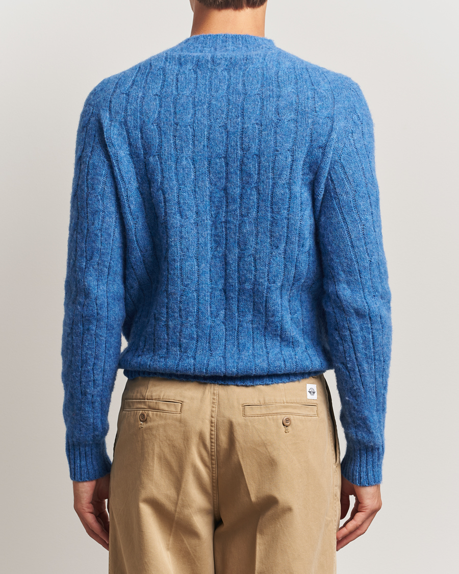 Heren | Truien | Morris | Brushed Cable Sweater Blue