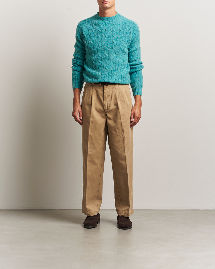 Heren | Truien | Morris | Brushed Cable Sweater Green