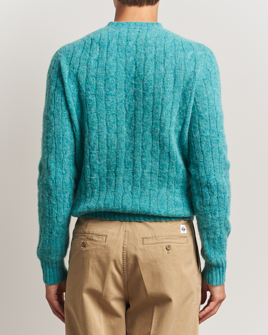 Heren | Truien | Morris | Brushed Cable Sweater Green