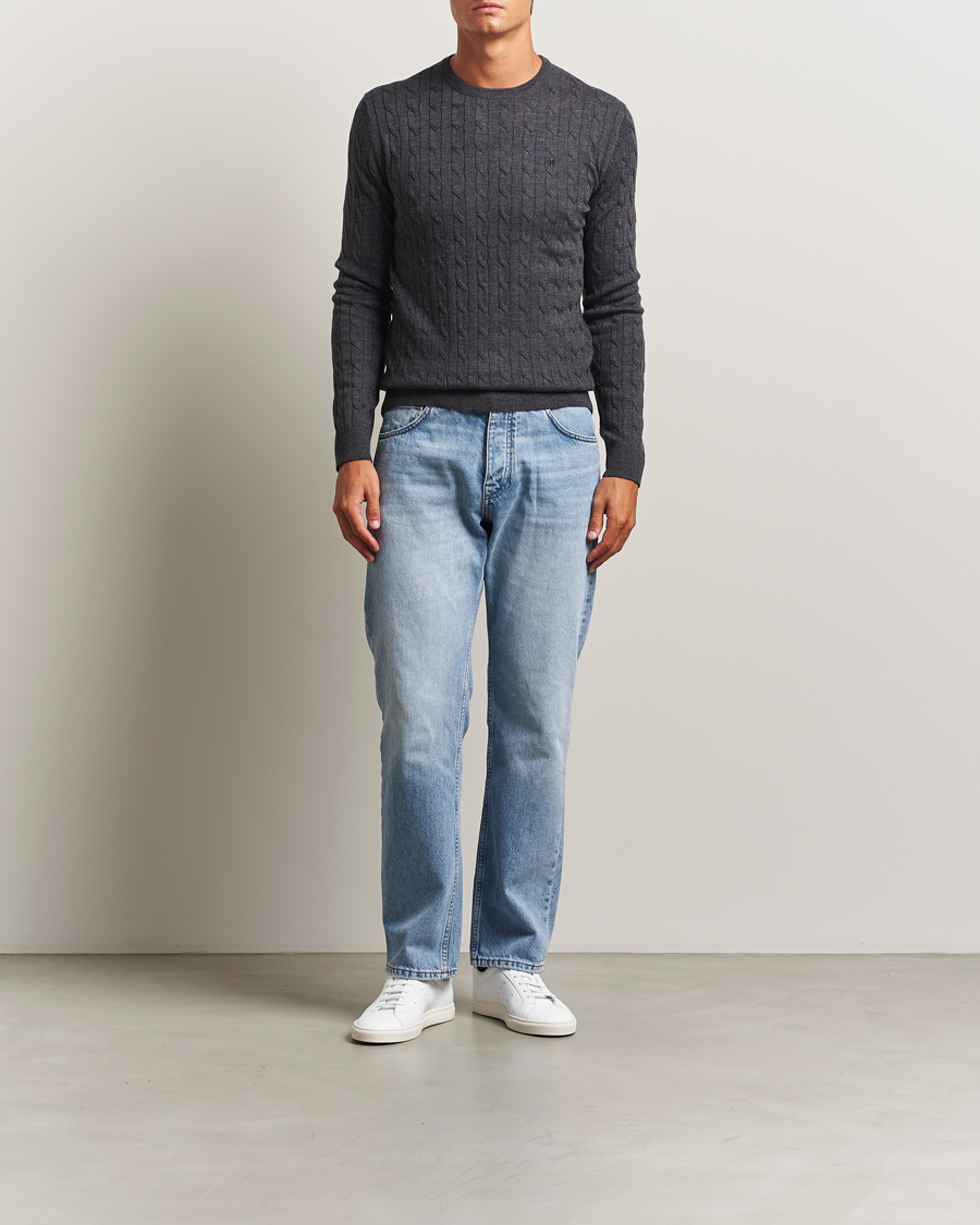 Heren | Truien | Morris | Merino Cable O-Neck Grey