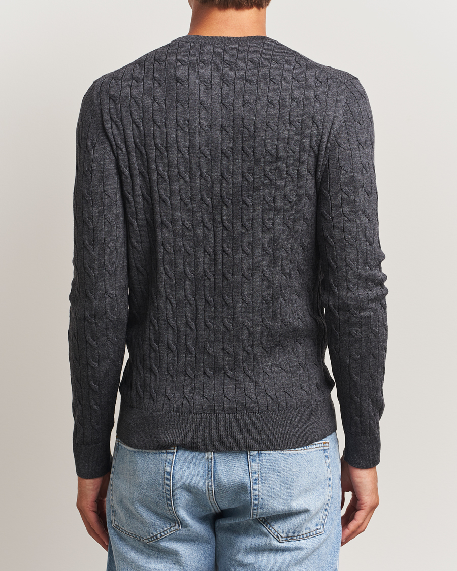 Heren | Truien | Morris | Merino Cable O-Neck Grey