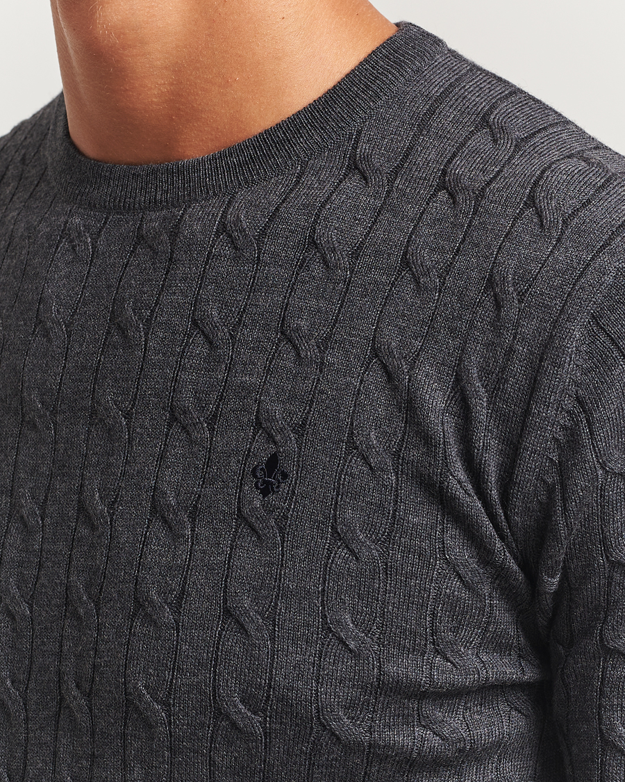 Heren | Truien | Morris | Merino Cable O-Neck Grey