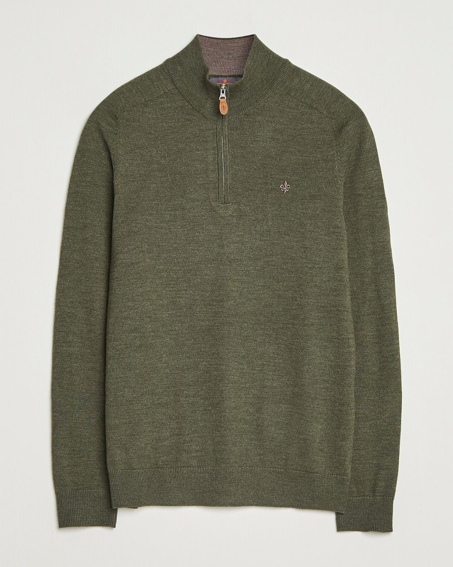 Heren | Truien | Morris | John Merino Half Zip Olive