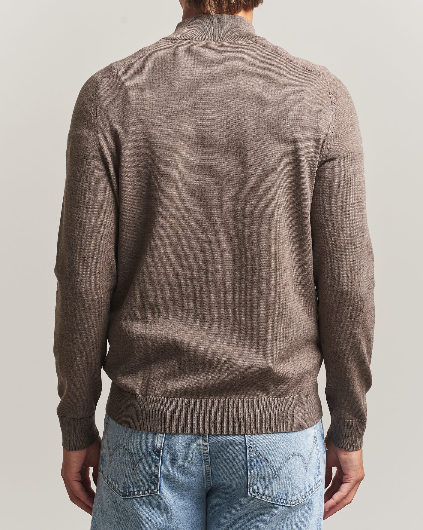 Heren | Truien | Morris | John Merino Half Zip Brown