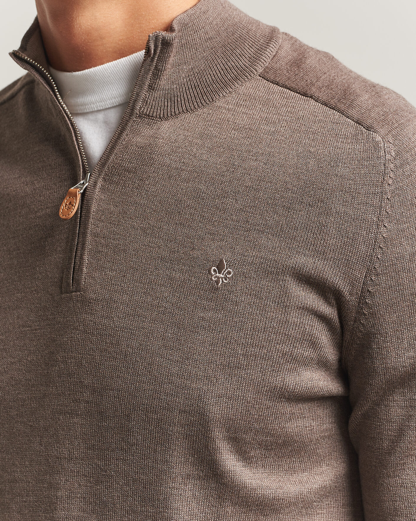 Heren | Truien | Morris | John Merino Half Zip Brown