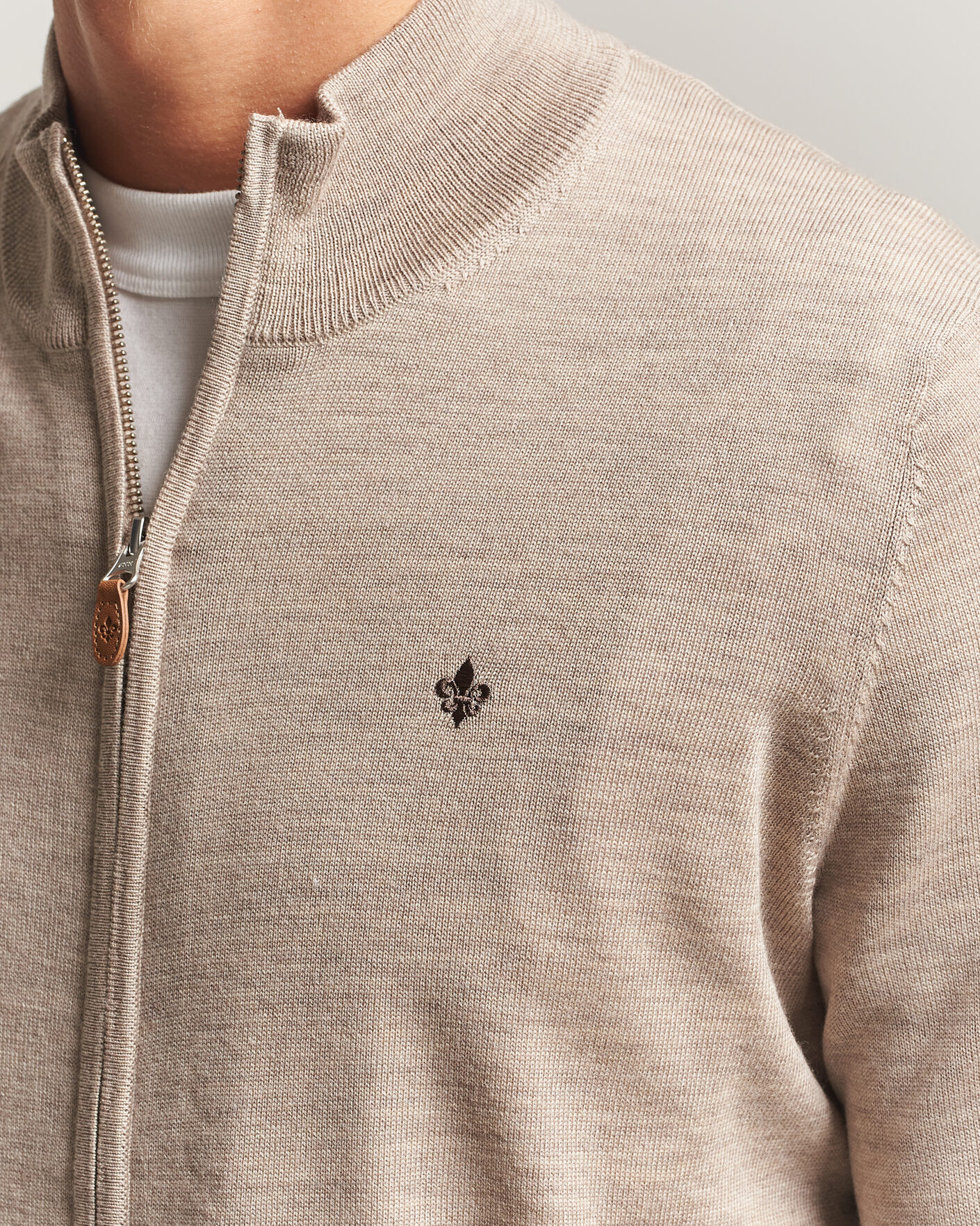 Heren | Truien | Morris | Merino Full Zip Cardigan Khaki