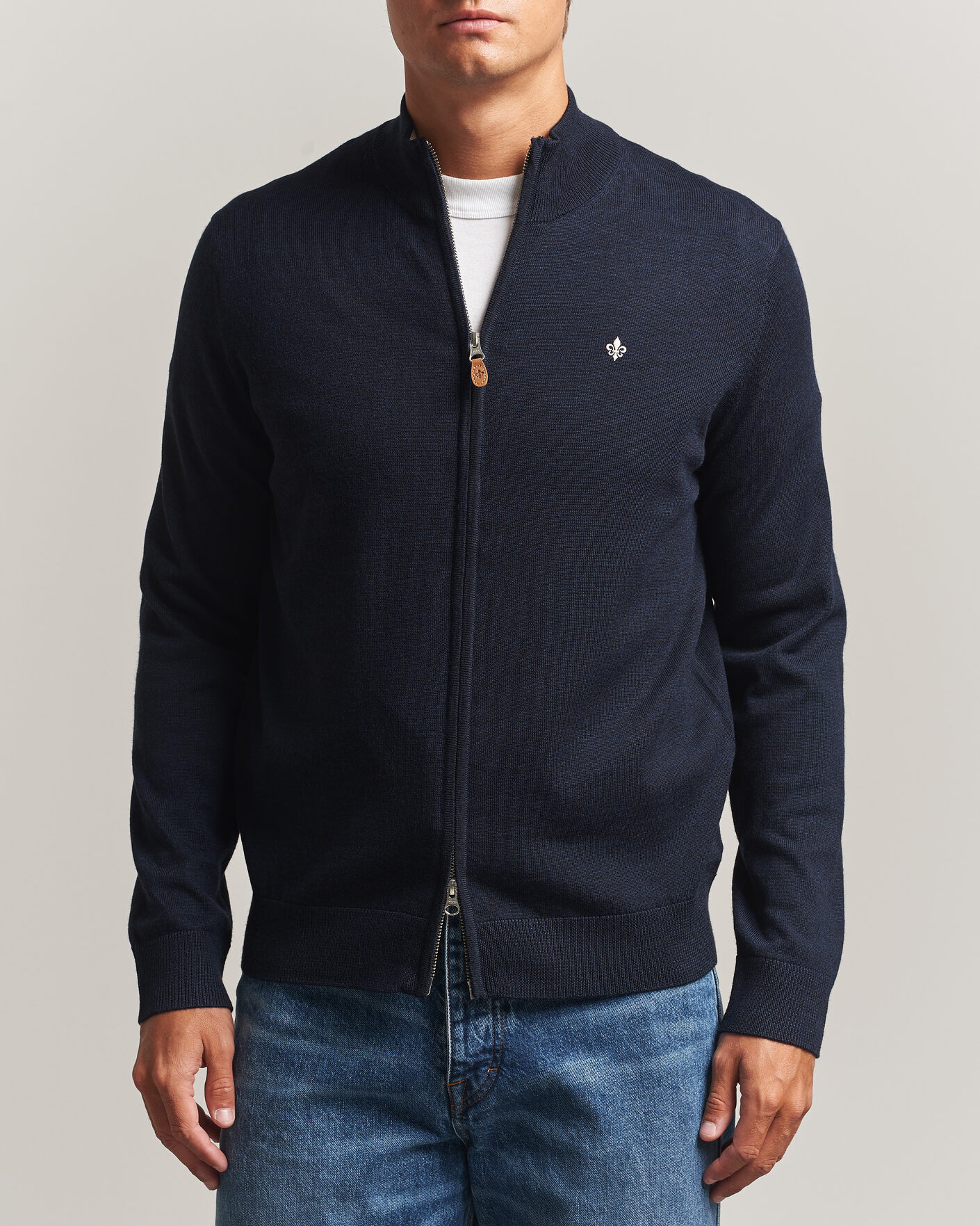 Heren | Truien | Morris | Merino Full Zip Cardigan Navy