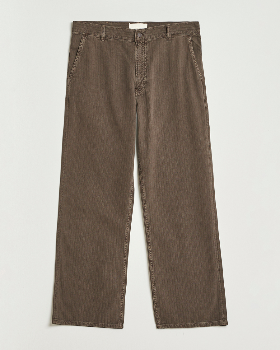 Heren | Broeken | Jeanerica | Genua Herringbone Twill Chino Brown