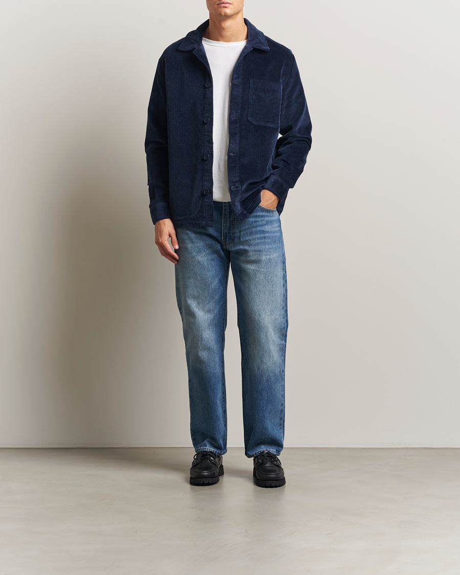 Heren | Overhemden | KnowledgeCotton Apparel | Cotton Corduroy Overshirt Night Sky